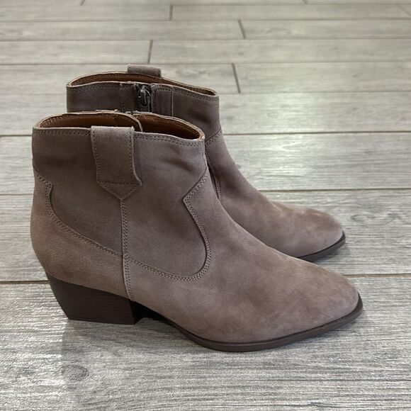 Anthropologie Seychelles Upside Taupe Suede Booties New! - Picture 4 of 12